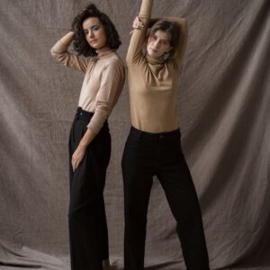 Wide Trouser in Black Wool